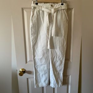 Bohme White Relaxed Fit Straight Leg Paperbag Tie Waist Jeans